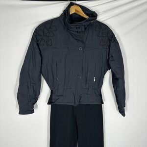 vintage Colmar women's ski jacket embroidered floral black size 6
